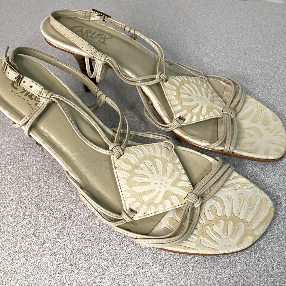 Carlos Santana Mambo Cream Sandals Size 8 1/2